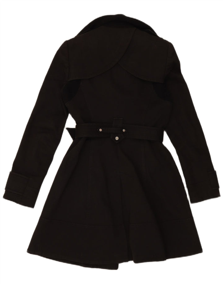 Trench doppiopetto da donna KAREN MILLEN UK 10 piccolo cotone nero
