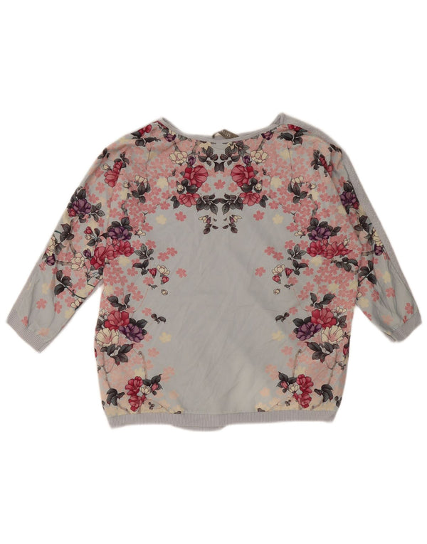 Oasis Maglione da donna oversize con scollo a barca UK 14 Blu medio floreale