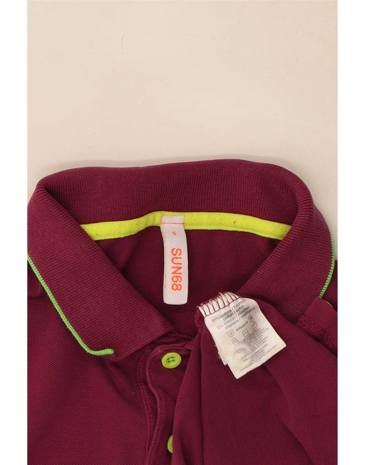 Polo da uomo Sun68 piccola in cotone color block viola