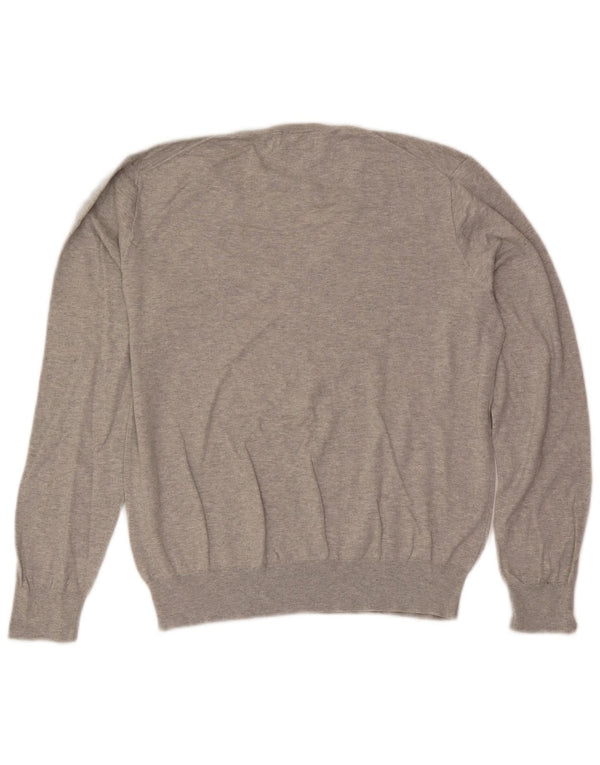 Maglione maglione con scollo a V da donna Polo Ralph Lauren UK 16 grande cotone grigio