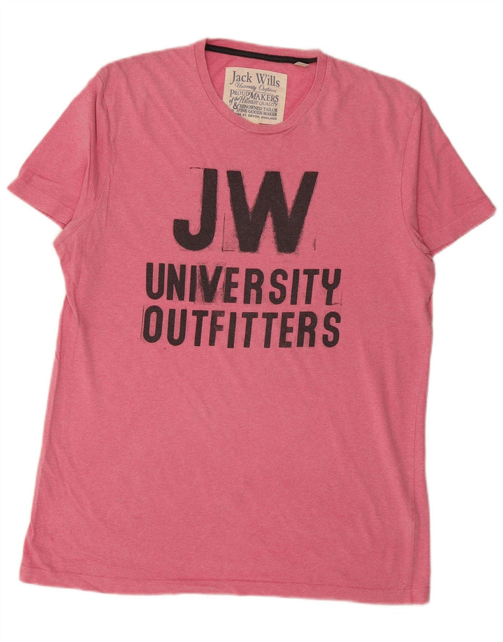 JACK WILLS T-shirt grafica da uomo Top piccola in cotone rosa