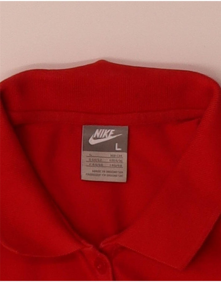NIKE Womens Polo Shirt UK 14/16 Large Red Cotton
