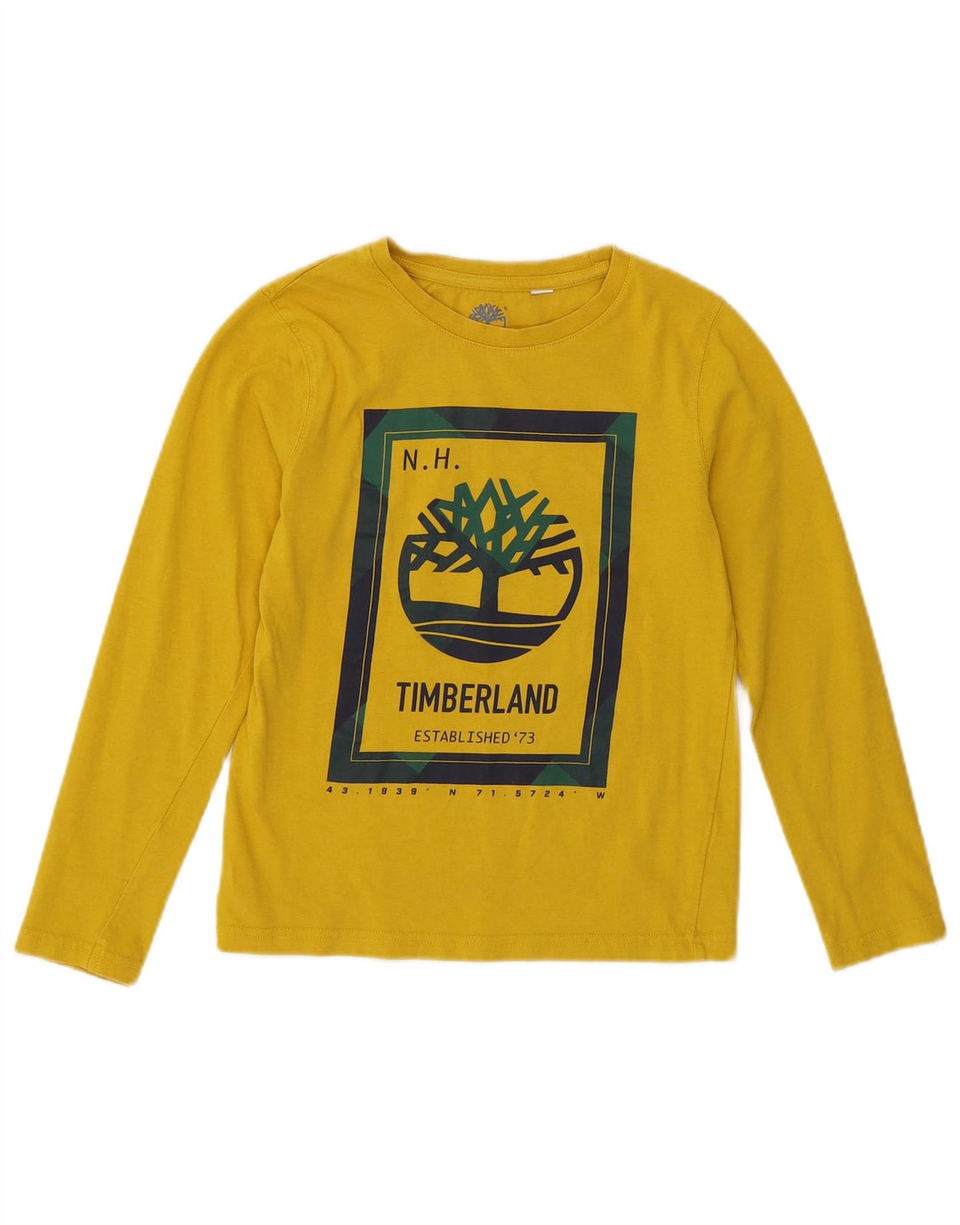 TIMBERLAND Boys Graphic Top Long Sleeve 6-7 Years Yellow Cotton