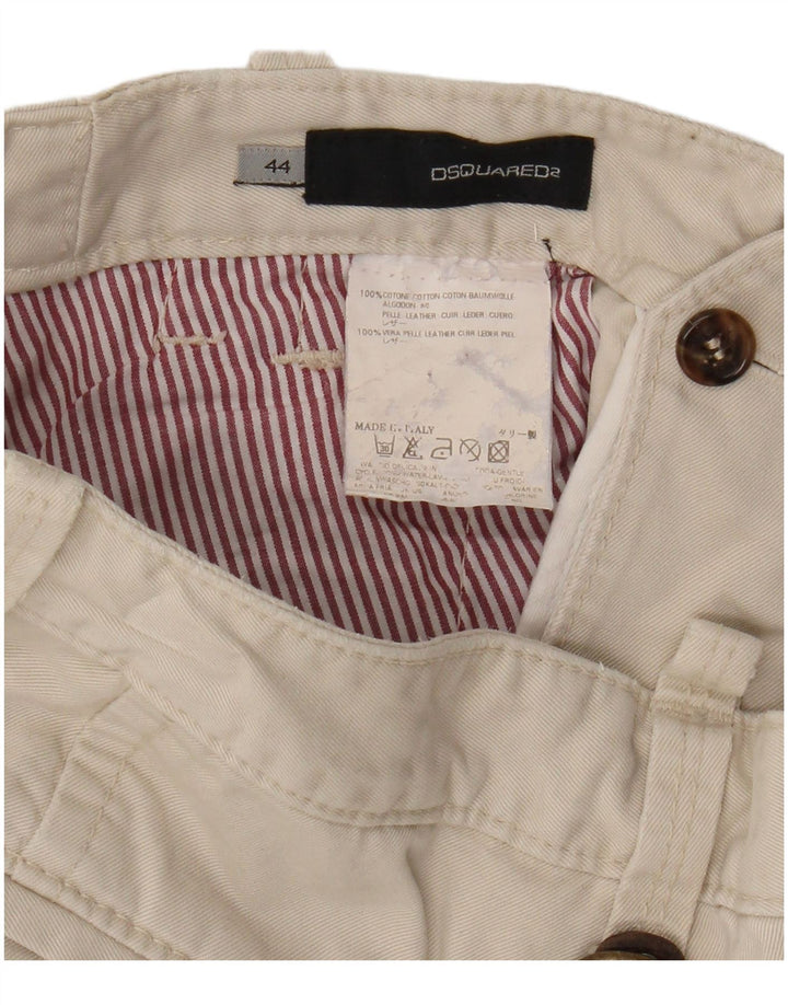Pantaloni capri da uomo a vita bassa Dsquared2 IT 44 medio W34 L19 cotone beige