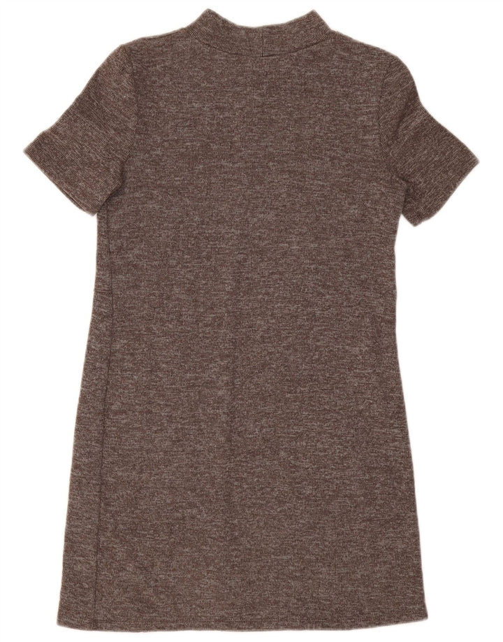 Abito a trapezio da donna Zara UK 10 Piccolo poliestere screziato marrone
