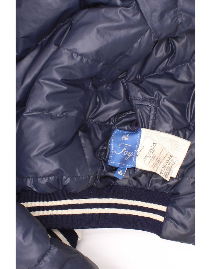Giacca imbottita reversibile con cappuccio Fay per bambini 7-8 anni a righe blu navy