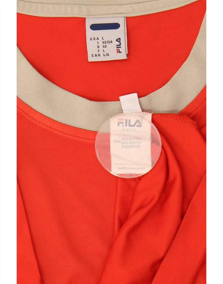 T-shirt da uomo Fila Top IT 52/54 Large Rosso Colourblock in poliestere