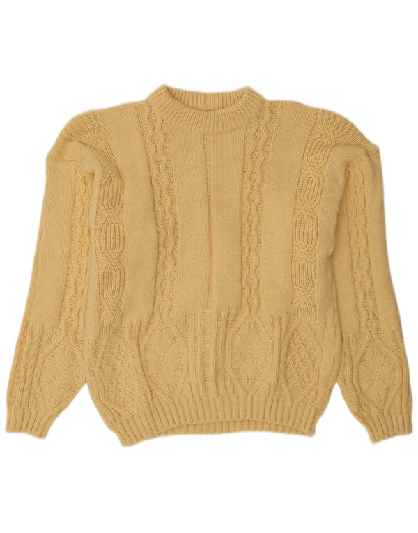 Vintage Mens Crew Neck Jumper Sweater Large Yellow
