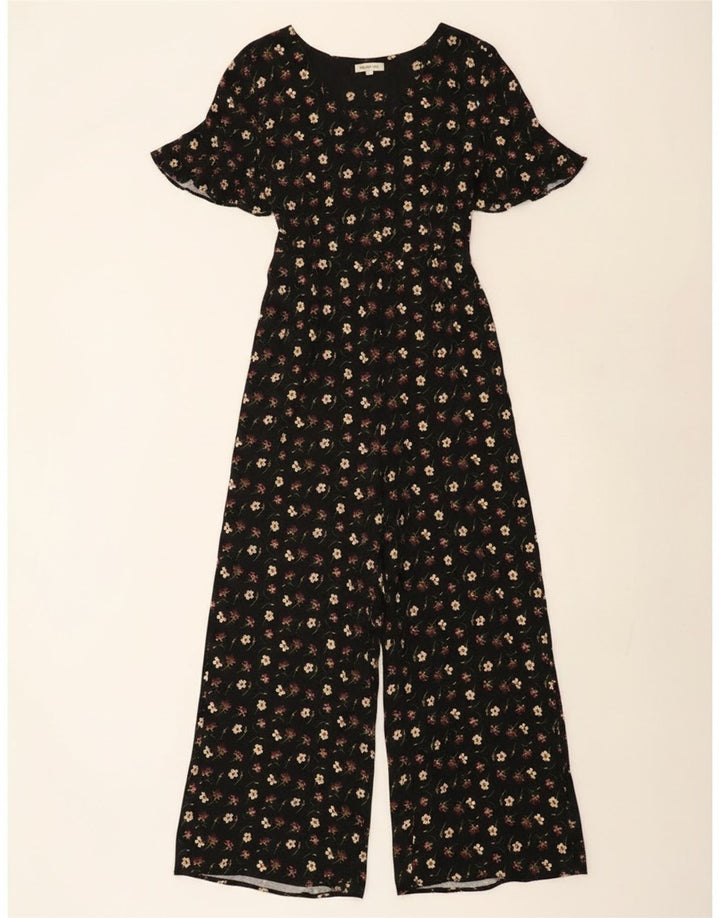 Tuta da donna a maniche corte Oasis UK 14 media nera floreale