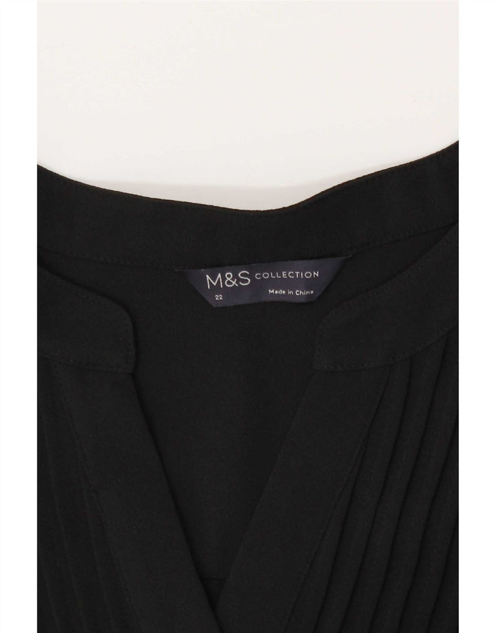 Top tunica a maniche lunghe da donna Marks & Spencer UK 22 3XL poliestere nero