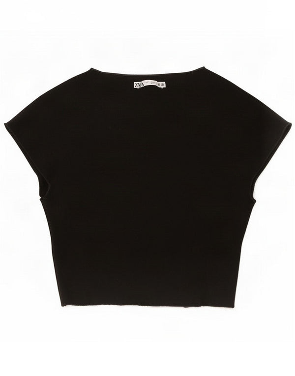 Zara Womens Crop Top UK 10 Small Black