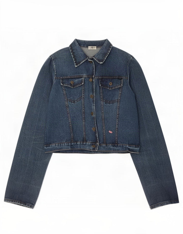 Giacca di jeans vintage da donna UK 14 blu medio