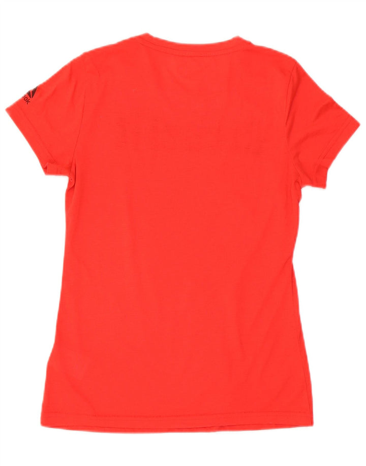 T-shirt grafica Reebok Speed Wick da donna UK 8/10 Small Poliestere rosso