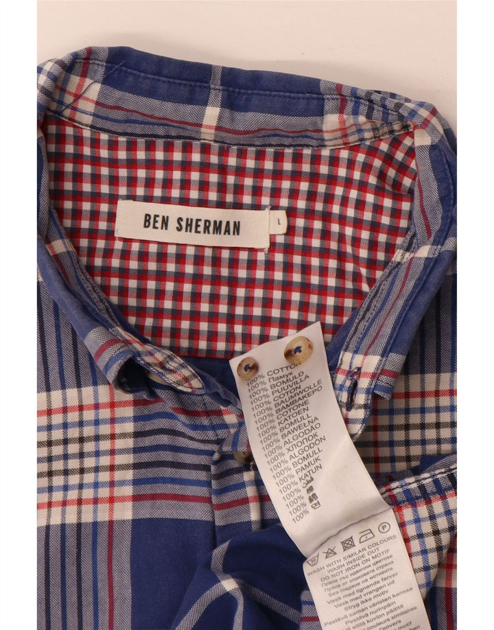 Camicia da uomo Ben Sherman Large in cotone a quadri blu navy