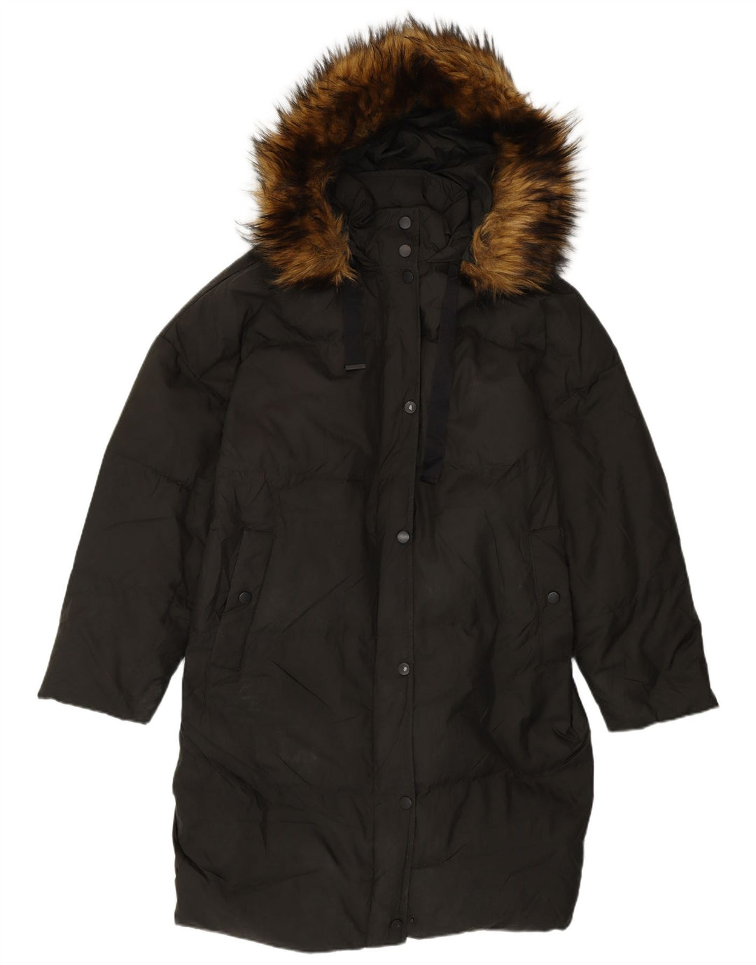 Cappotto imbottito oversize con cappuccio da donna Zara UK 10 piccolo in nylon nero
