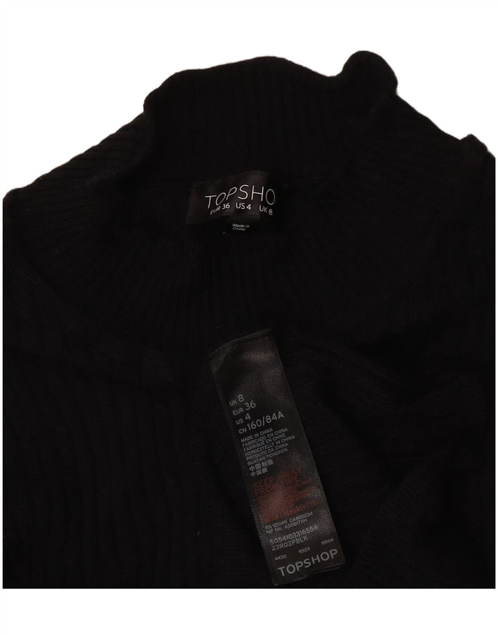 Topshop Maglione da donna con collo alto e collo alto UK 8 piccolo in viscosa nera