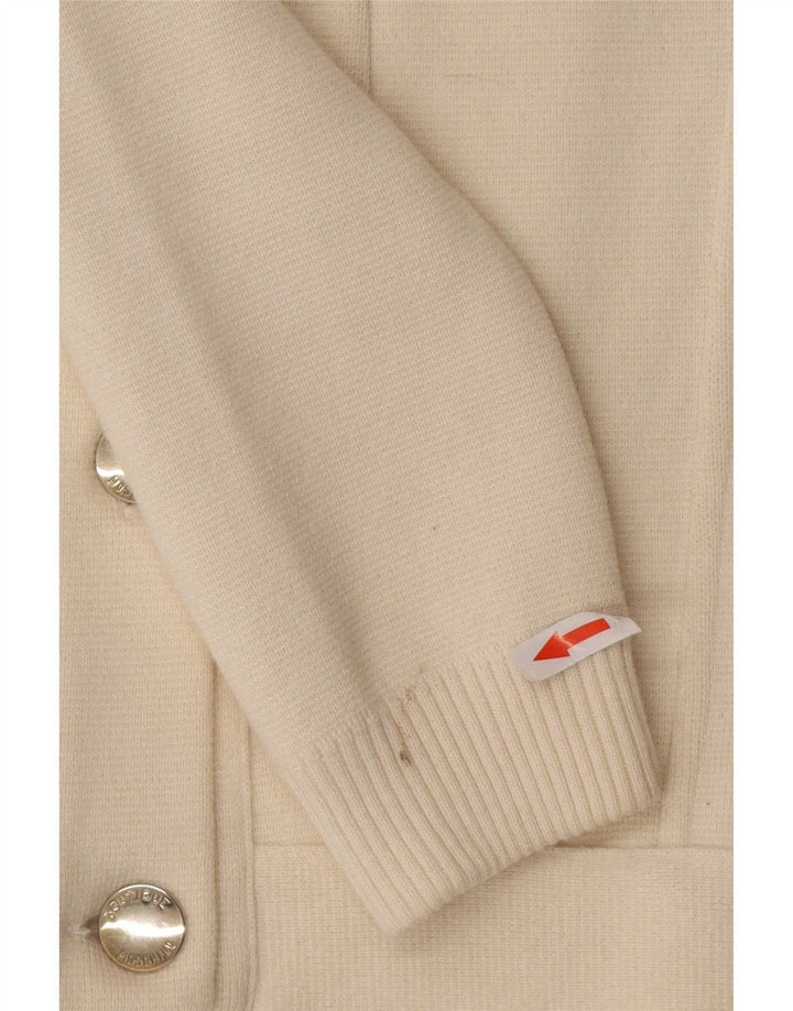 Maglione cardigan da donna Moschino UK 8 Small Off White Wool