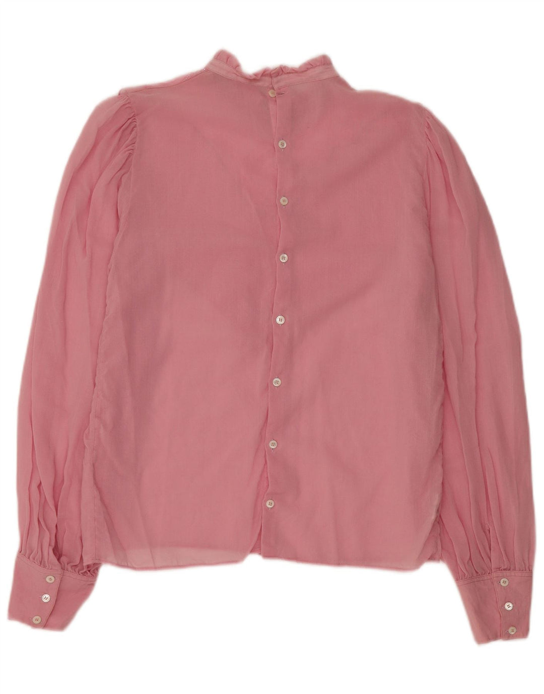 Top camicetta a maniche lunghe da donna vintage UK 14 lana rosa medio