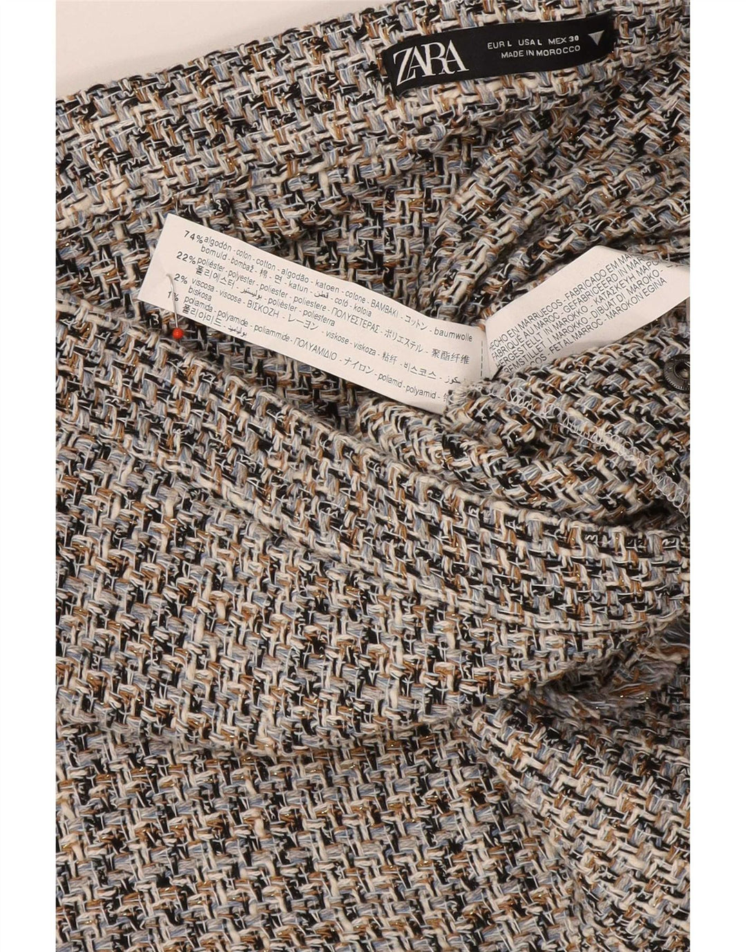 Gonna a trapezio da donna Zara grande W30 in cotone chiazzato grigio