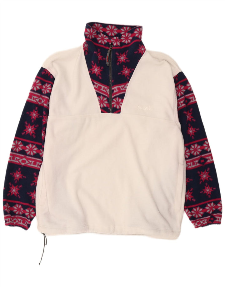 Maglione in pile da uomo con zip e collo BAILO XL poliestere bianco Fair Isle