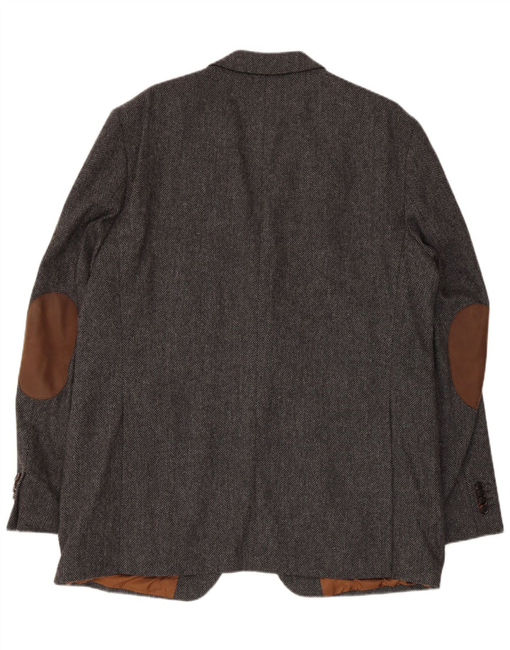 Giacca blazer vintage da uomo a 2 bottoni IT 56 3XL Lana a spina di pesce grigia