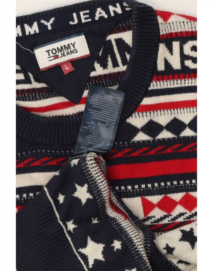 Maglione maglione girocollo da uomo Tommy Hilfiger a righe grandi multicolori