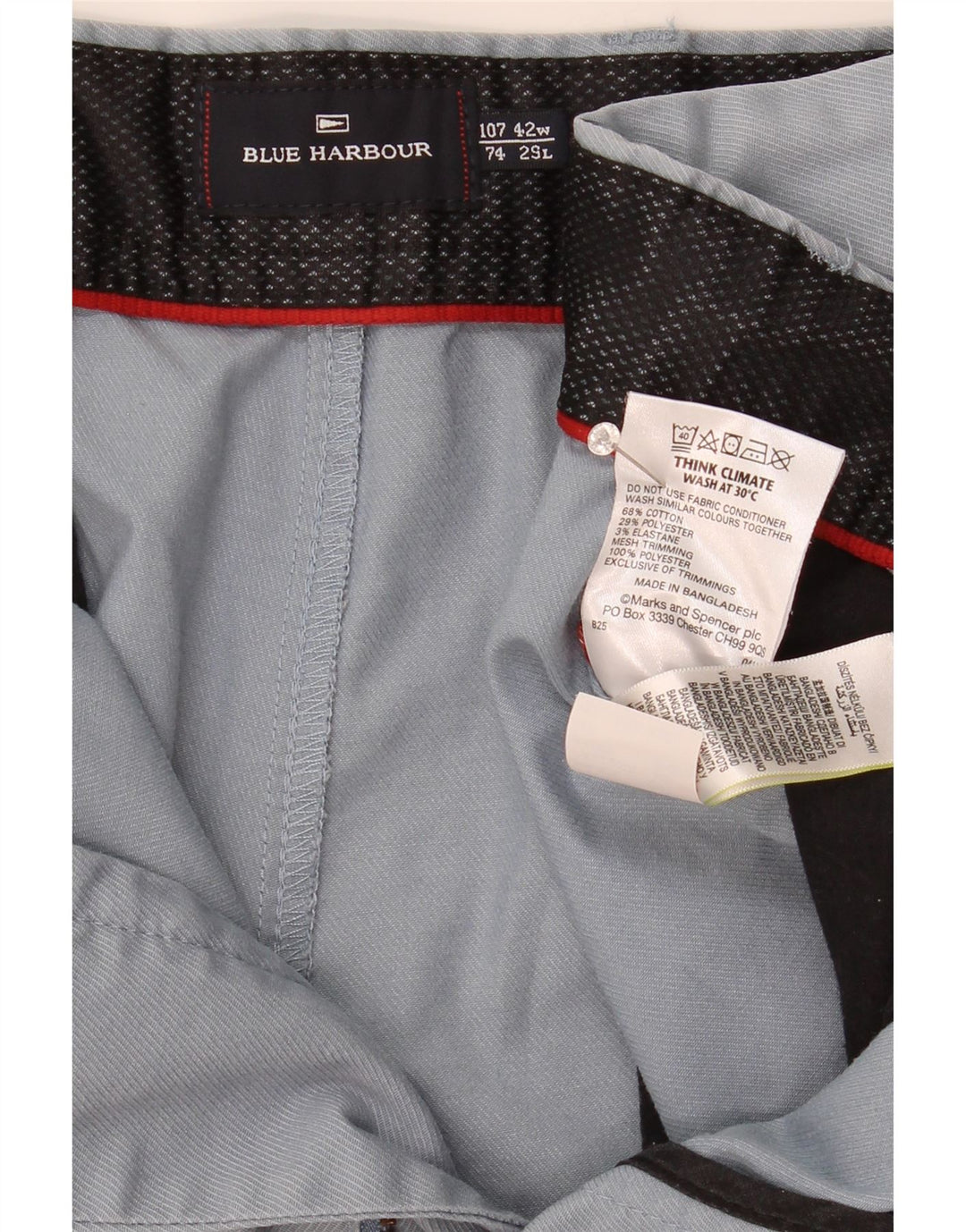 Pantaloni chino dritti Marks & Spencer da uomo blu Harbour W42 L29 blu