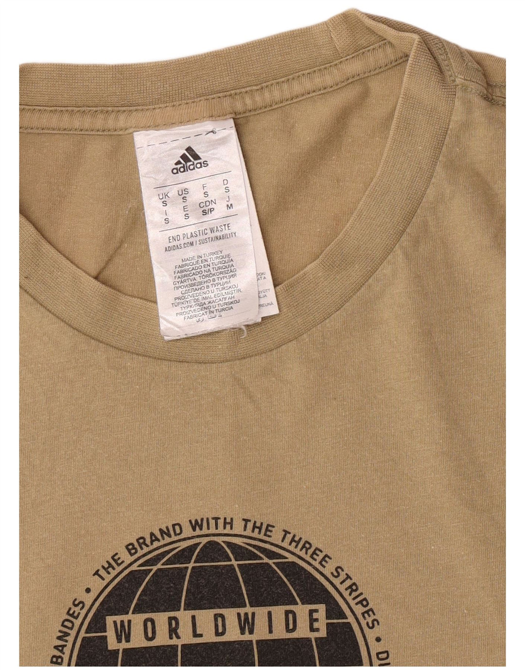 T-shirt grafica regolare da uomo Adidas Small in cotone kaki