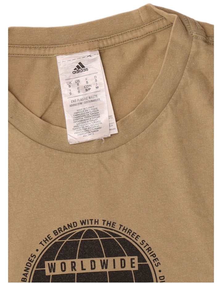 T-shirt grafica regolare da uomo Adidas Small in cotone kaki