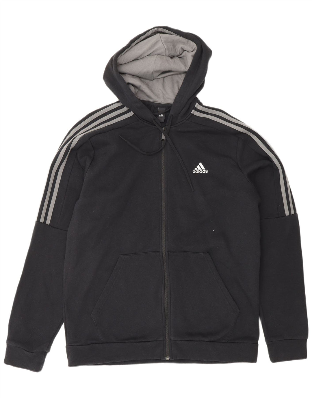 Maglione con cappuccio e zip da uomo ADIDAS grande in cotone nero