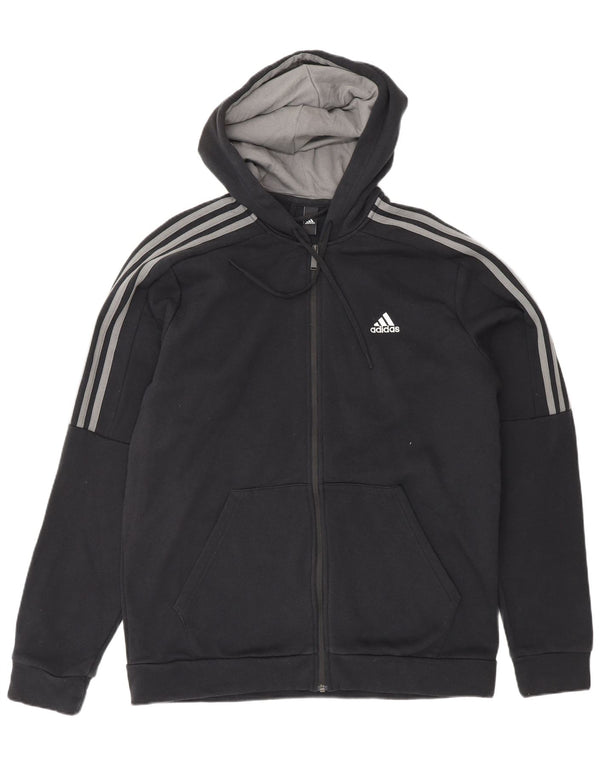 Maglione con cappuccio e zip da uomo ADIDAS grande in cotone nero