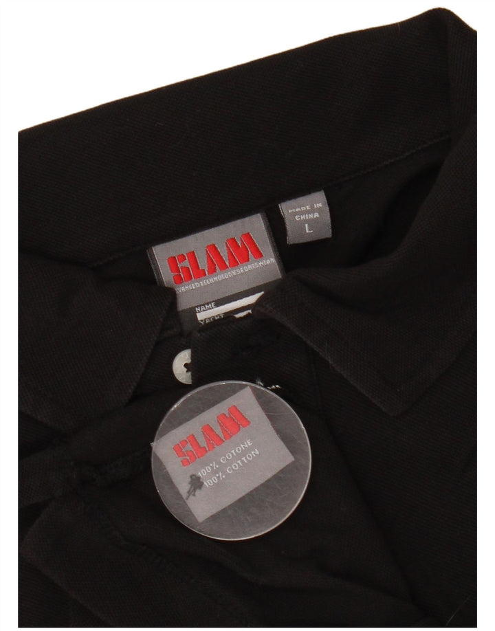 Slam Mens Polo Shirt Large Black Cotton