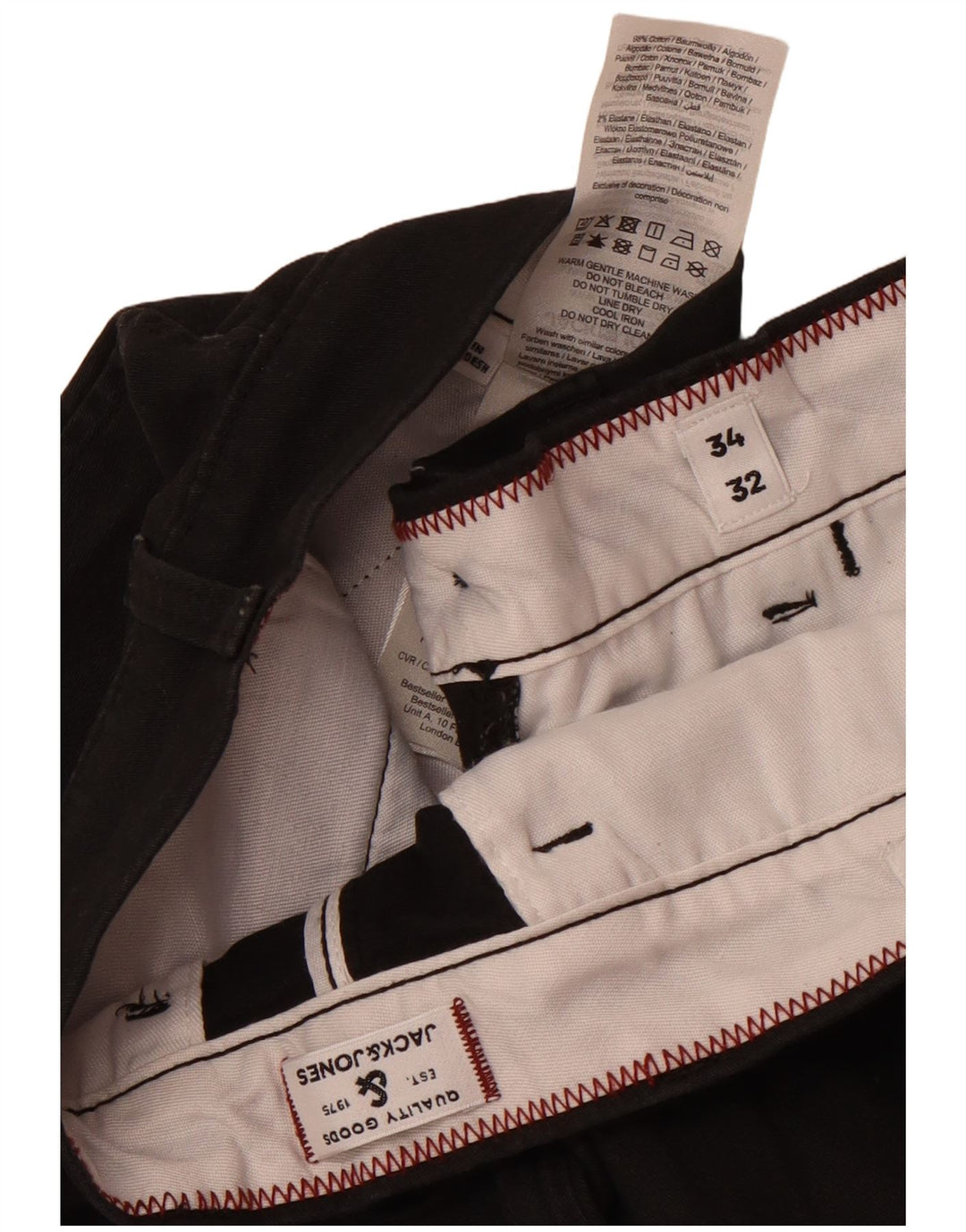 Pantaloni chino slim da uomo Jack & Jones W34 L32 cotone nero