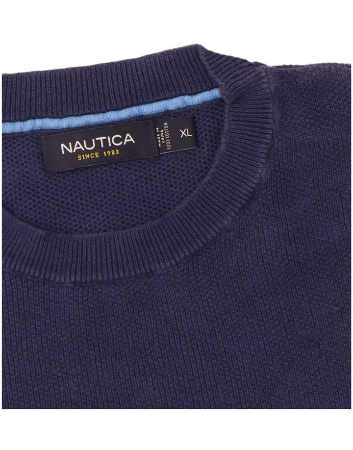 Maglione maglione girocollo da donna NAUTICA UK 18 XL cotone blu navy