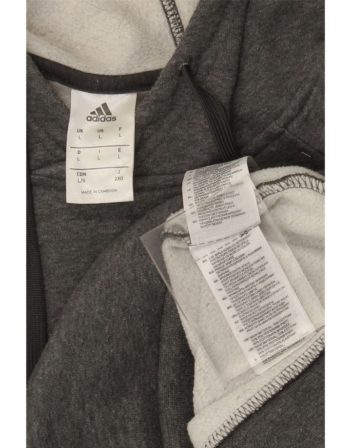 Felpa con cappuccio da uomo Adidas Large in cotone grigio