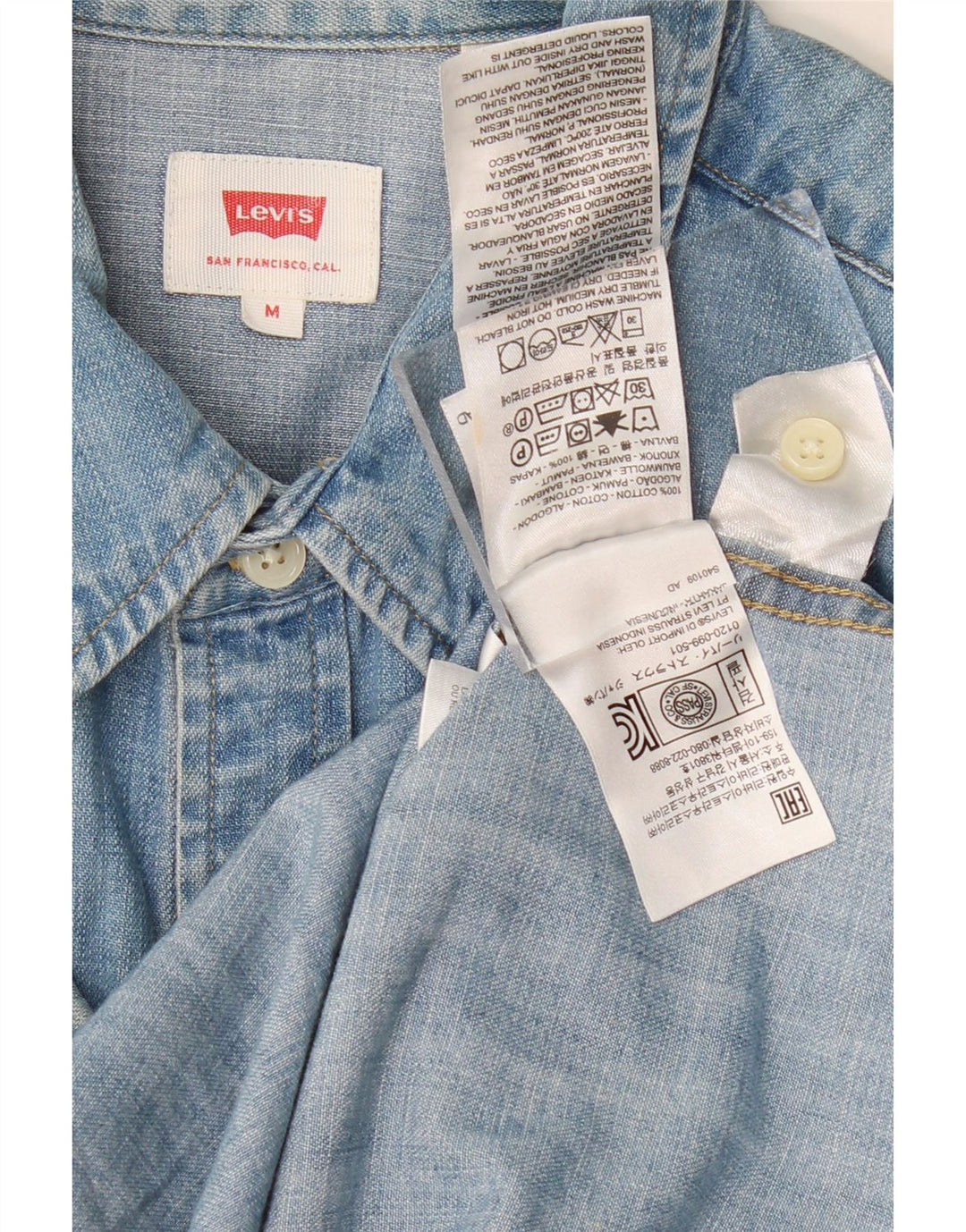 LEVI'S Camicia di jeans da uomo in cotone blu medio