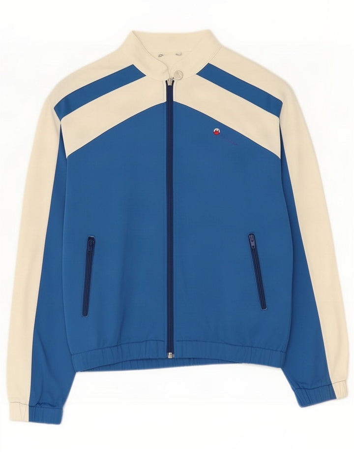 Giacca da tuta vintage da uomo in poliammide color block blu medio