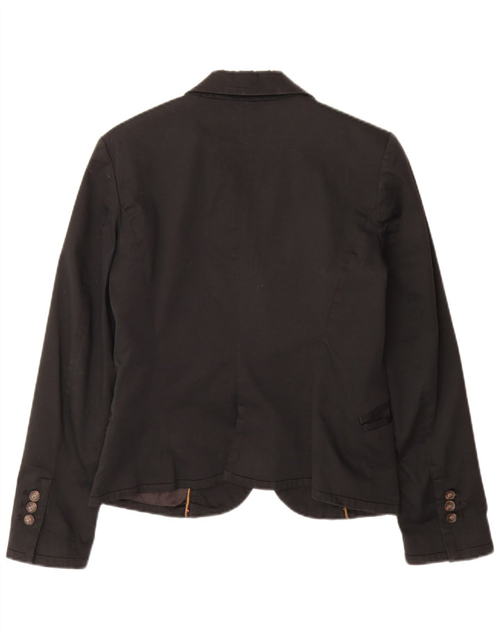 Giacca blazer a 2 bottoni da donna Zara UK 14 grande cotone nero