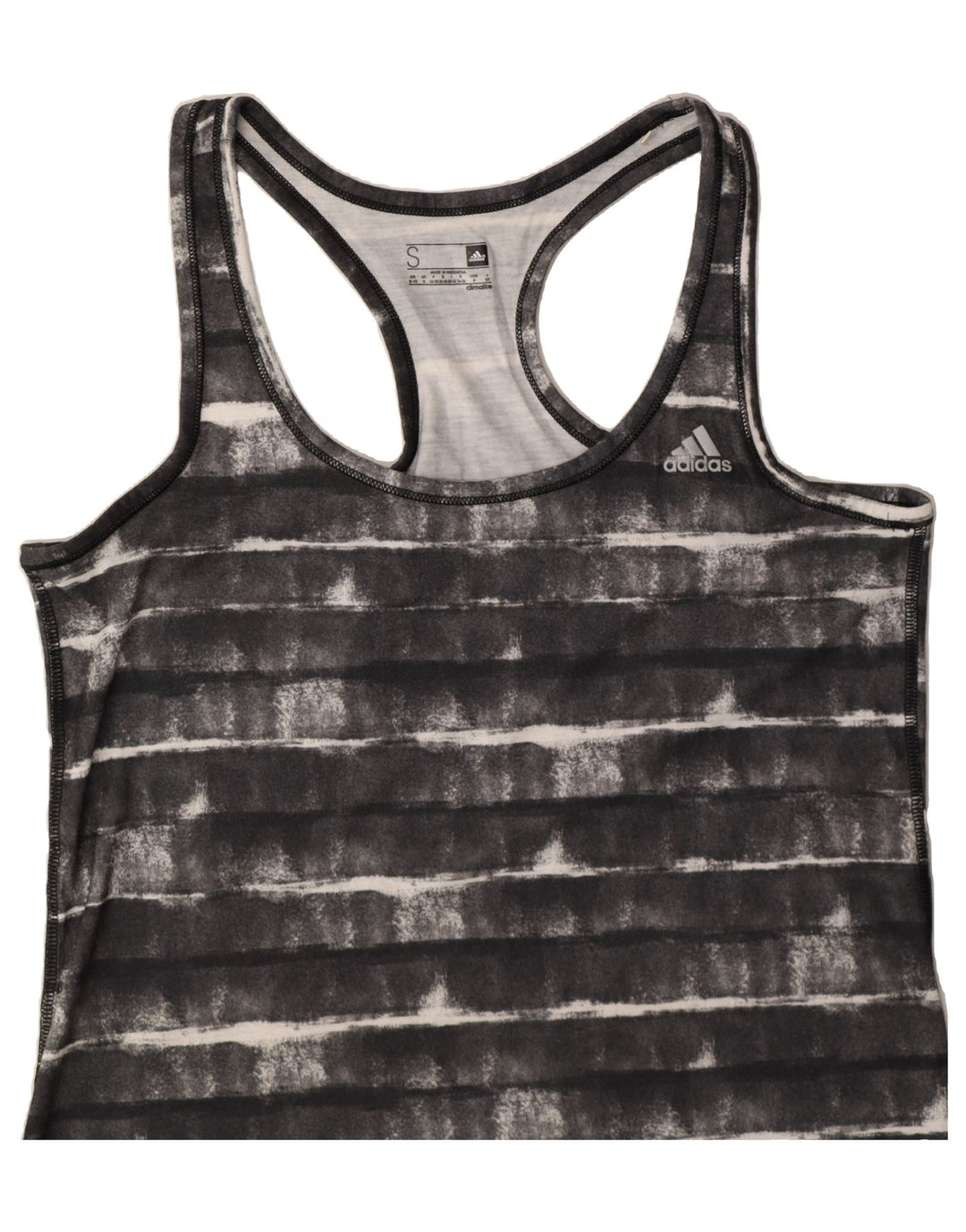ADIDAS Womens Vest Top UK 8/10 Small Grey Striped Polyester Vintage Adidas and Second-Hand Adidas from Messina Hembry 