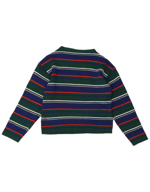 Maglione vintage da donna con collo alto e collo alto IT 42 a righe verde medio