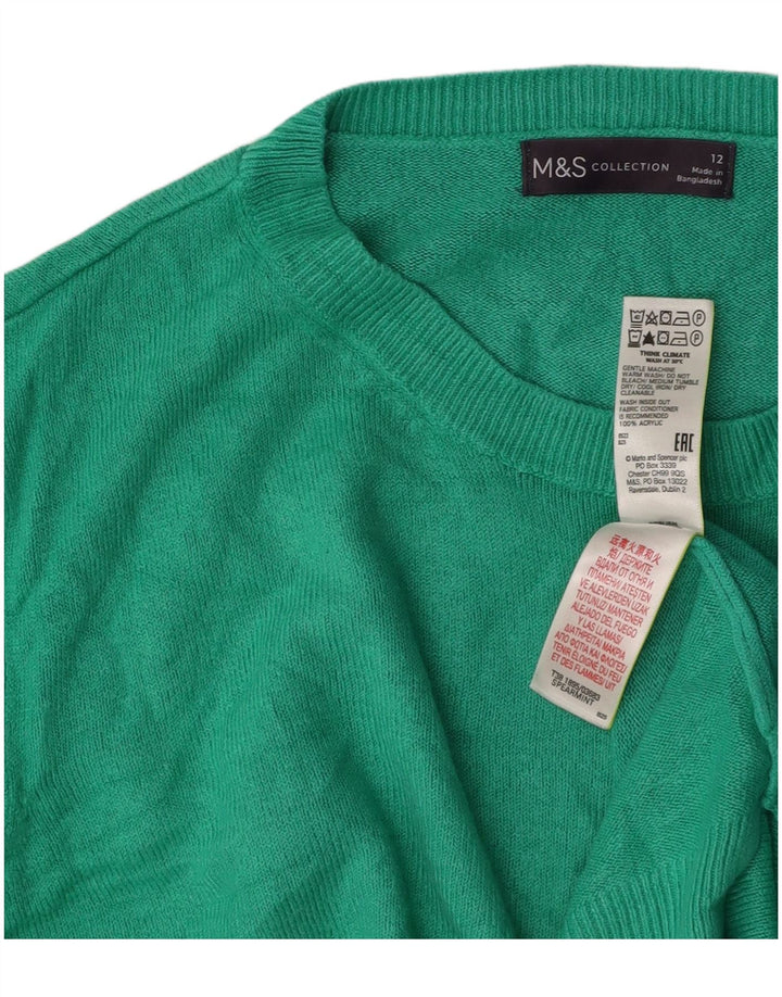MARKS & SPENCER Maglione maglione girocollo da donna UK 12 Acrilico verde medio