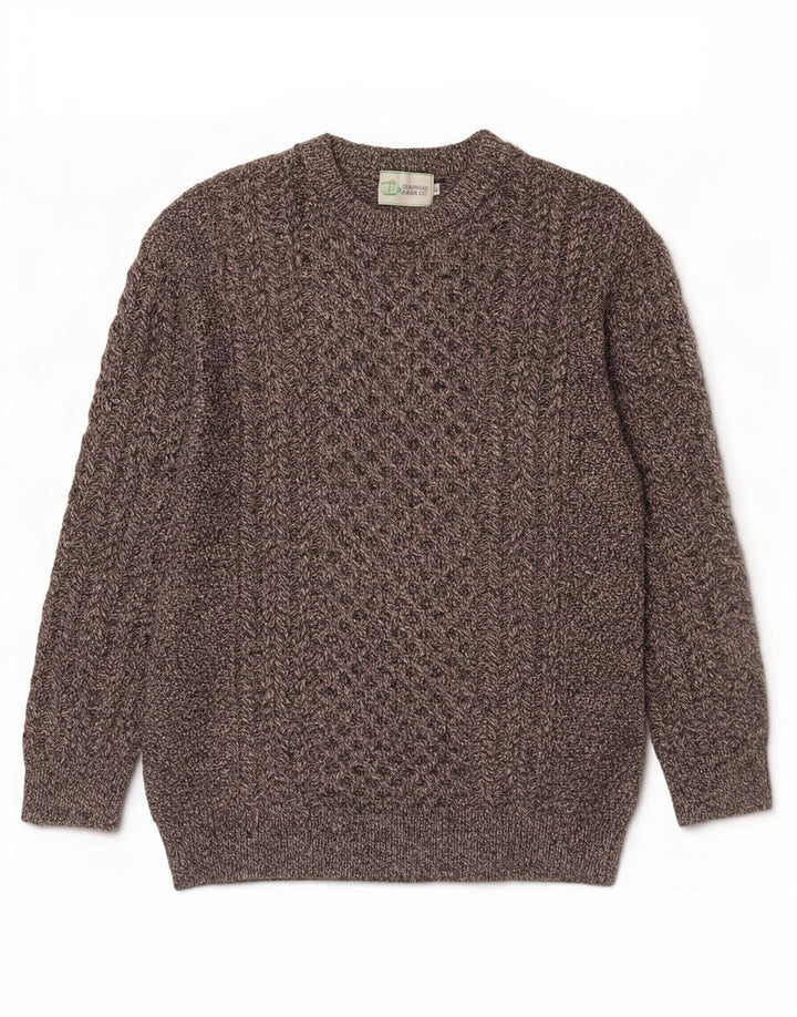 Maglione maglione girocollo da uomo originale Aran CO. XL in lana merino grigia