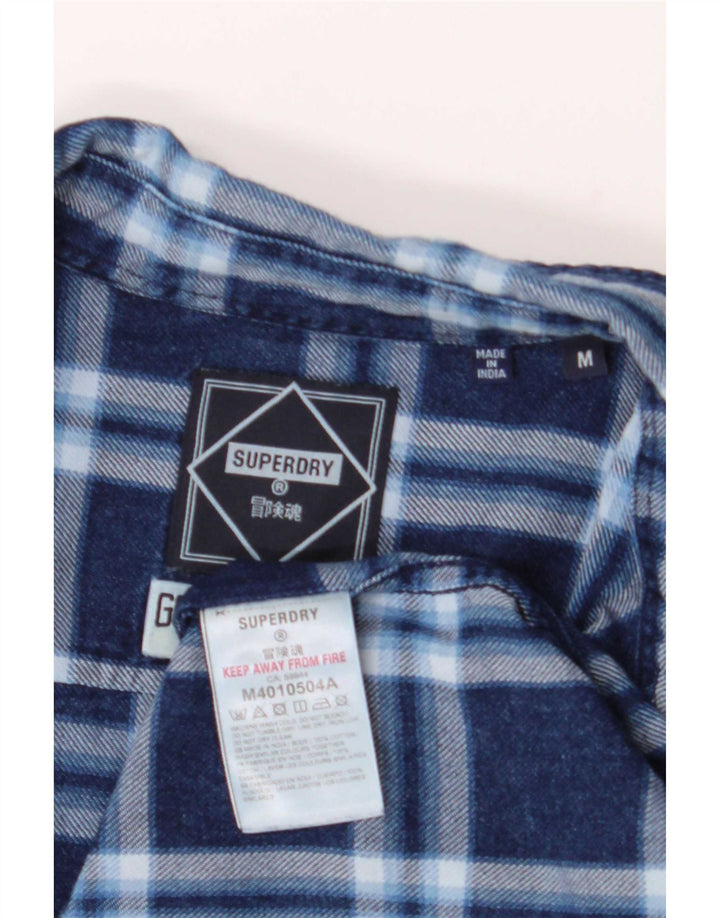 Superdry Camicia da uomo in flanella di cotone blu navy medio