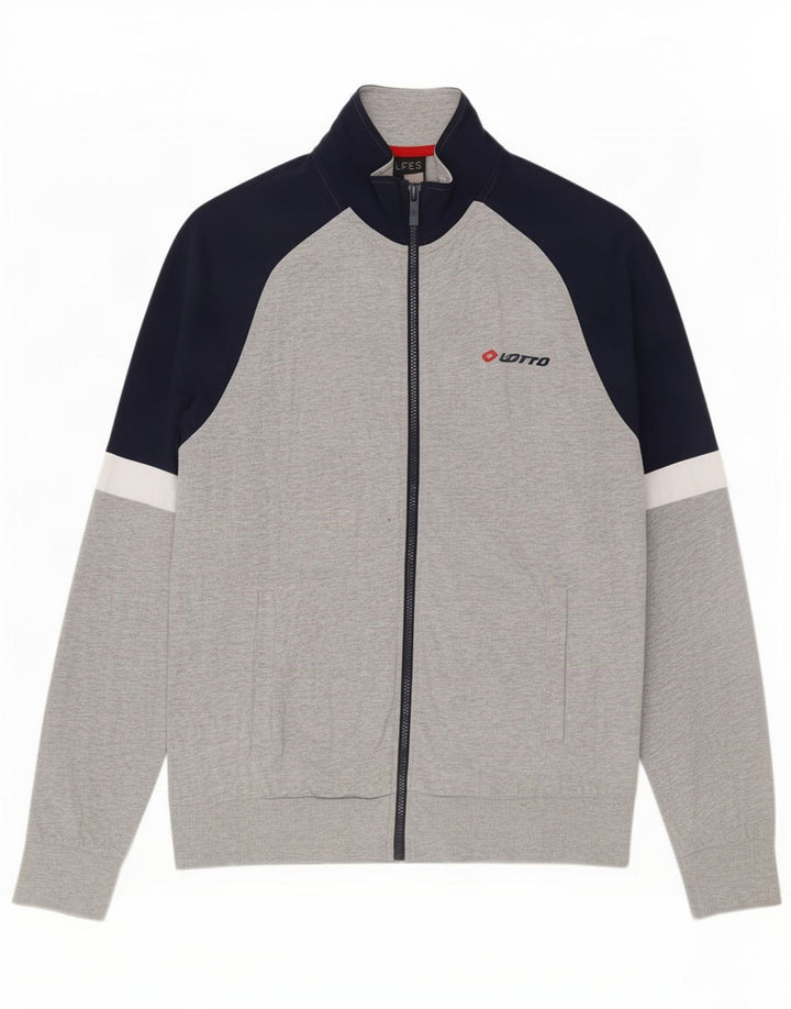 Giacca da tuta da uomo Lotto in cotone color block grigio medio