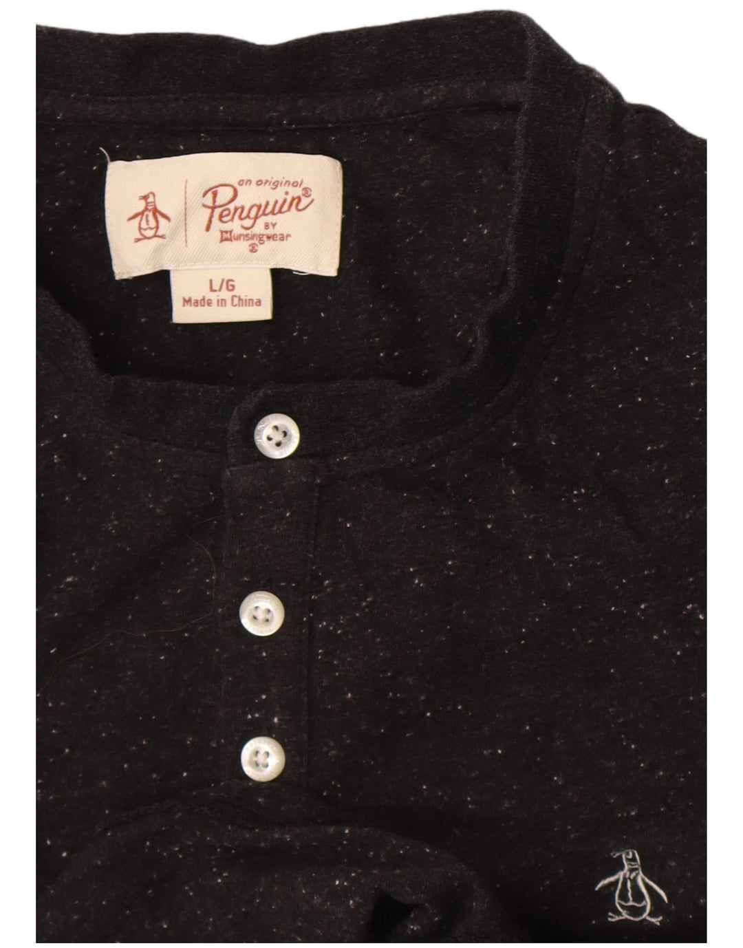 Penguin Maglia da uomo a maniche lunghe grande nera chiazzata