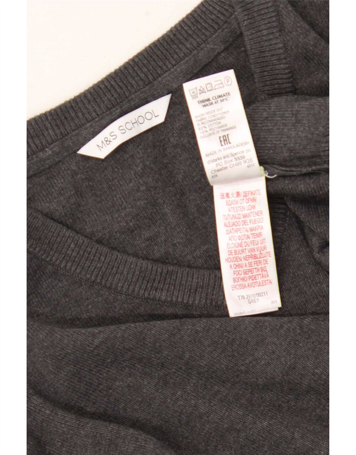 Maglione Marks & Spencer da bambino con scollo a V 13-14 anni in cotone grigio