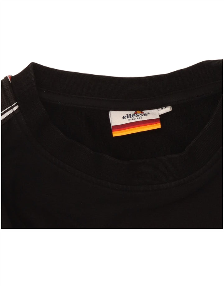 ELLESSE Felpa con grafica Heritage da donna UK 14 media nera