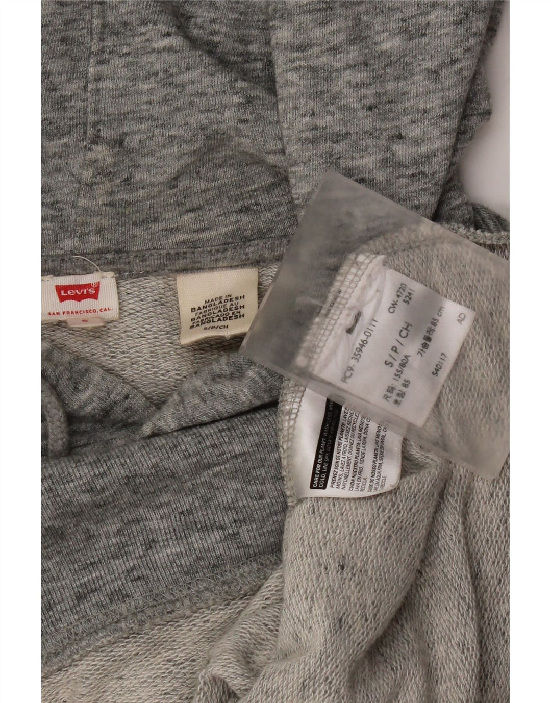 Maglione con cappuccio oversize grafico da donna Levi's UK 10 piccolo grigio chiazzato