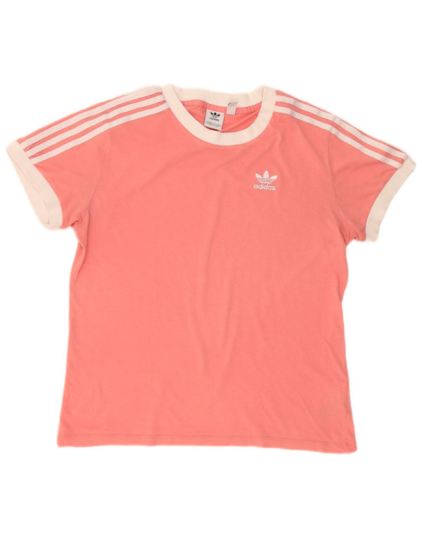 Adidas Womens Oversized T-Shirt Top UK 6 XS Pink Colourblock Cotton