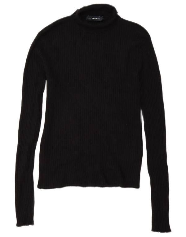 Top Zara da donna con collo alto e camicetta UK 12 medio nero